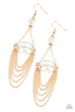 Load image into Gallery viewer, Ethereally Extravagant - White and Gold Earrings- Paparazzi Accessories