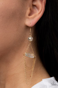 Ethereally Extravagant - White and Gold Earrings- Paparazzi Accessories