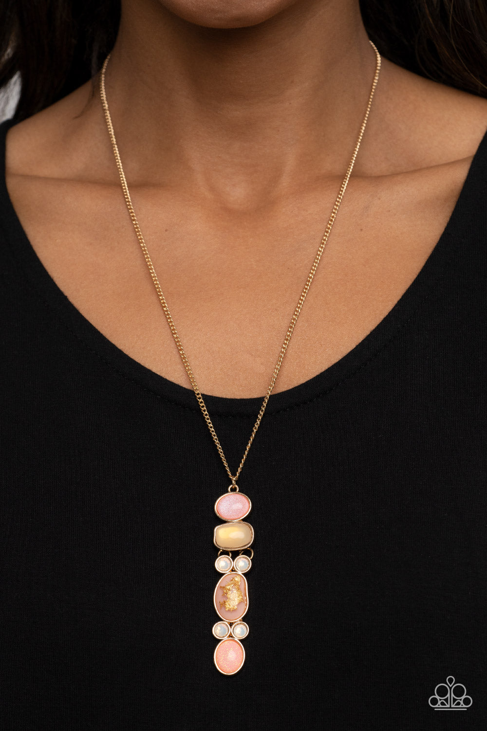 Totem Treasure - Pink and Gold Necklace- Paparazzi Accessories