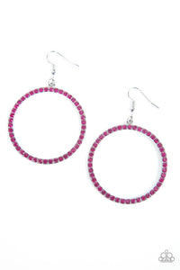 Head-Turning Halo - Pink and Silver Earrings- Paparazzi Accessories