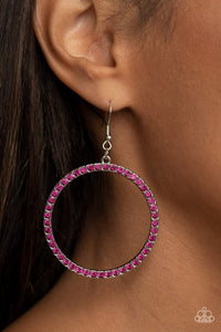 Head-Turning Halo - Pink and Silver Earrings- Paparazzi Accessories
