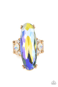 Interdimensional Dimension - Multicolored Gold Ring- Paparazzi Accessories