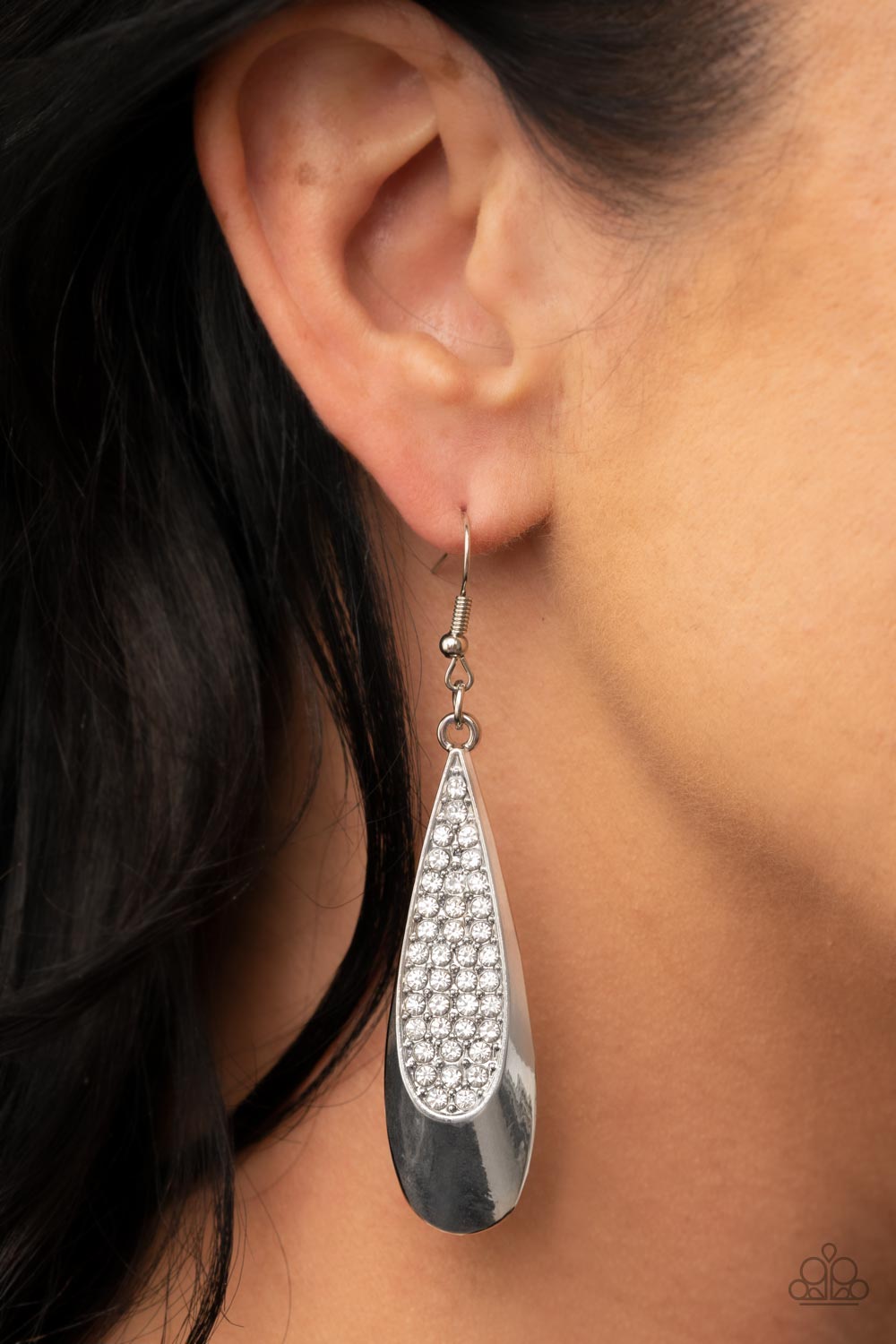 Prismatically Persuasive - White and Silver Earrings- Paparazzi Accessories