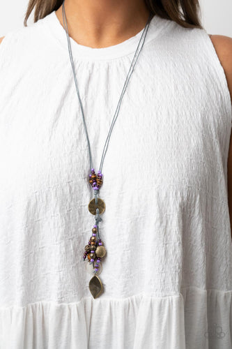 Knotted Keepsake - Purple and Gray Necklace- Paparazzi Accessories
