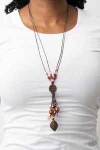 Knotted Keepsake - Pink and Brown Necklace- Paparazzi Accessories