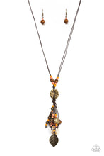 Load image into Gallery viewer, Knotted Keepsake - Orange and Brass Necklace- Paparazzi Accessories