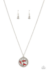 Head-Spinning Sparkle - Red and Silver Necklace- Paparazzi Accessories