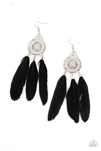Load image into Gallery viewer, Pretty in PLUMES - Black and Silver Earrings- Paparazzi Accessories