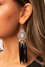 Load image into Gallery viewer, Pretty in PLUMES - Black and Silver Earrings- Paparazzi Accessories
