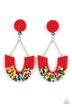 Load image into Gallery viewer, Make it RAINBOW - Red Multicolored Earrings- Paparazzi Accessories