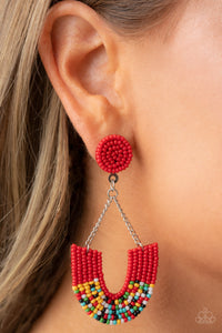 Make it RAINBOW - Red Multicolored Earrings- Paparazzi Accessories