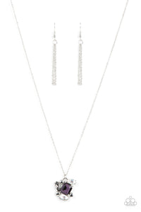 Prismatic Projection - Purple and Silver Necklace- Paparazzi Accessories