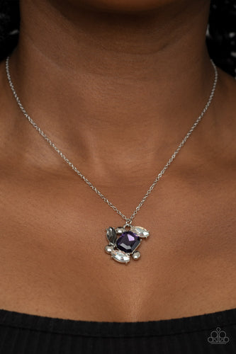 Prismatic Projection - Purple and Silver Necklace- Paparazzi Accessories