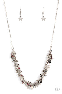 Fearlessly Floral - Purple and Silver Necklace- Paparazzi Accessories