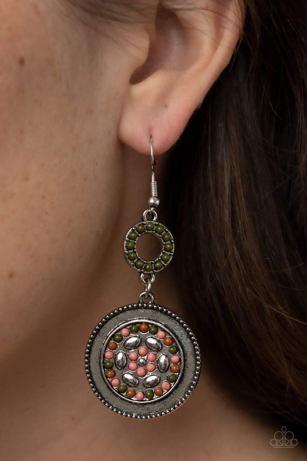 Meadow Mantra - Multicolored Silver Earrings- Paparazzi Accessories