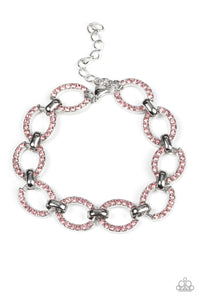 Date Night Debonair - Pink and Silver Bracelet- Paparazzi Accessories