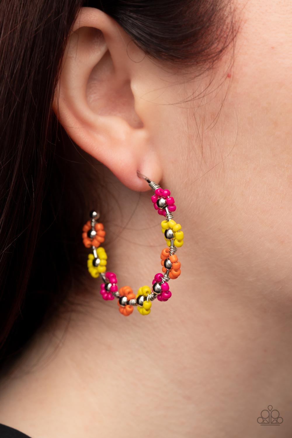 Growth Spurt - Multicolored Silver Earrings- Paparazzi Accessories