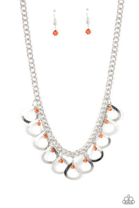 TEAR-rifically Twinkling - Orange and Silver Necklace- Paparazzi Accessories