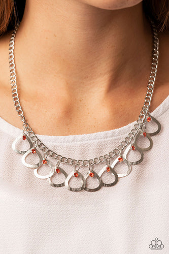 TEAR-rifically Twinkling - Orange and Silver Necklace- Paparazzi Accessories