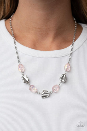 Inspirational Iridescence - Pink and Silver Necklace- Paparazzi Accessories