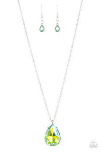 Illustrious Icon - Green and Silver Necklace- Paparazzi Accessories