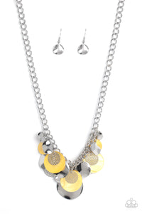Oceanic Opera - Yellow and Silver Necklace- Paparazzi Accessories