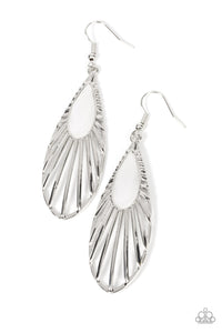 WING-A-Ding-Ding - White and Silver Earrings- Paparazzi Accessories