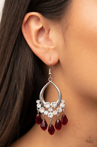 Famous Fashionista - Red and Silver Earrings- Paparazzi Accessories