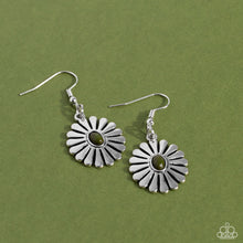 Load image into Gallery viewer, Delectably Daisy - Green and Silver Earrings- Paparazzi Accessories