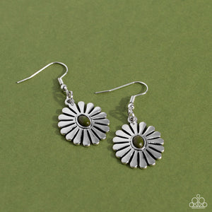 Delectably Daisy - Green and Silver Earrings- Paparazzi Accessories
