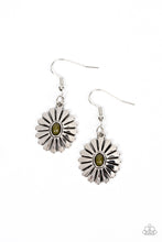 Load image into Gallery viewer, Delectably Daisy - Green and Silver Earrings- Paparazzi Accessories