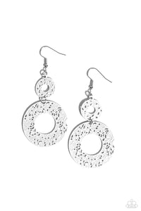 Cabo Courtyard - White and Silver Earrings- Paparazzi Accessories