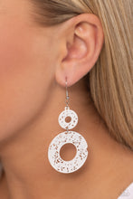 Load image into Gallery viewer, Cabo Courtyard - White and Silver Earrings- Paparazzi Accessories