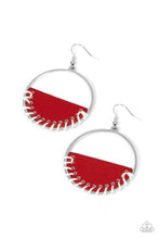 Load image into Gallery viewer, Lavishly Laid Back - Red and Silver Earrings- Paparazzi Accessories