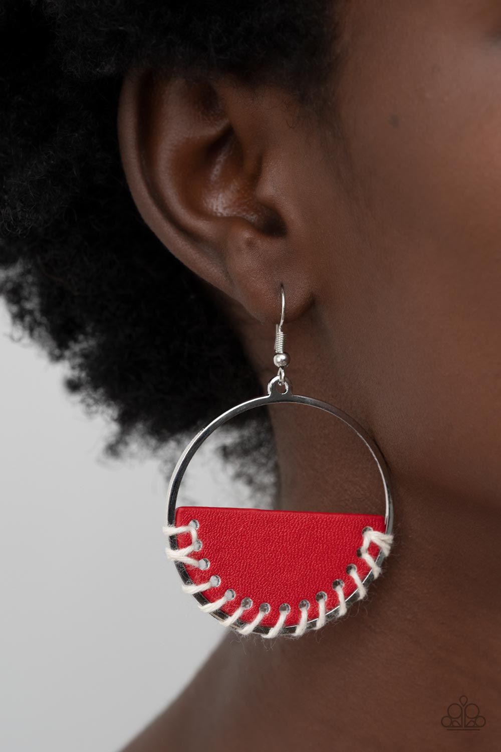Lavishly Laid Back - Red and Silver Earrings- Paparazzi Accessories
