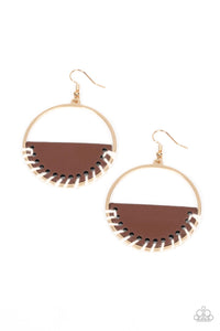 Lavishly Laid Back - Brown and Gold Earrings- Paparazzi Accessories