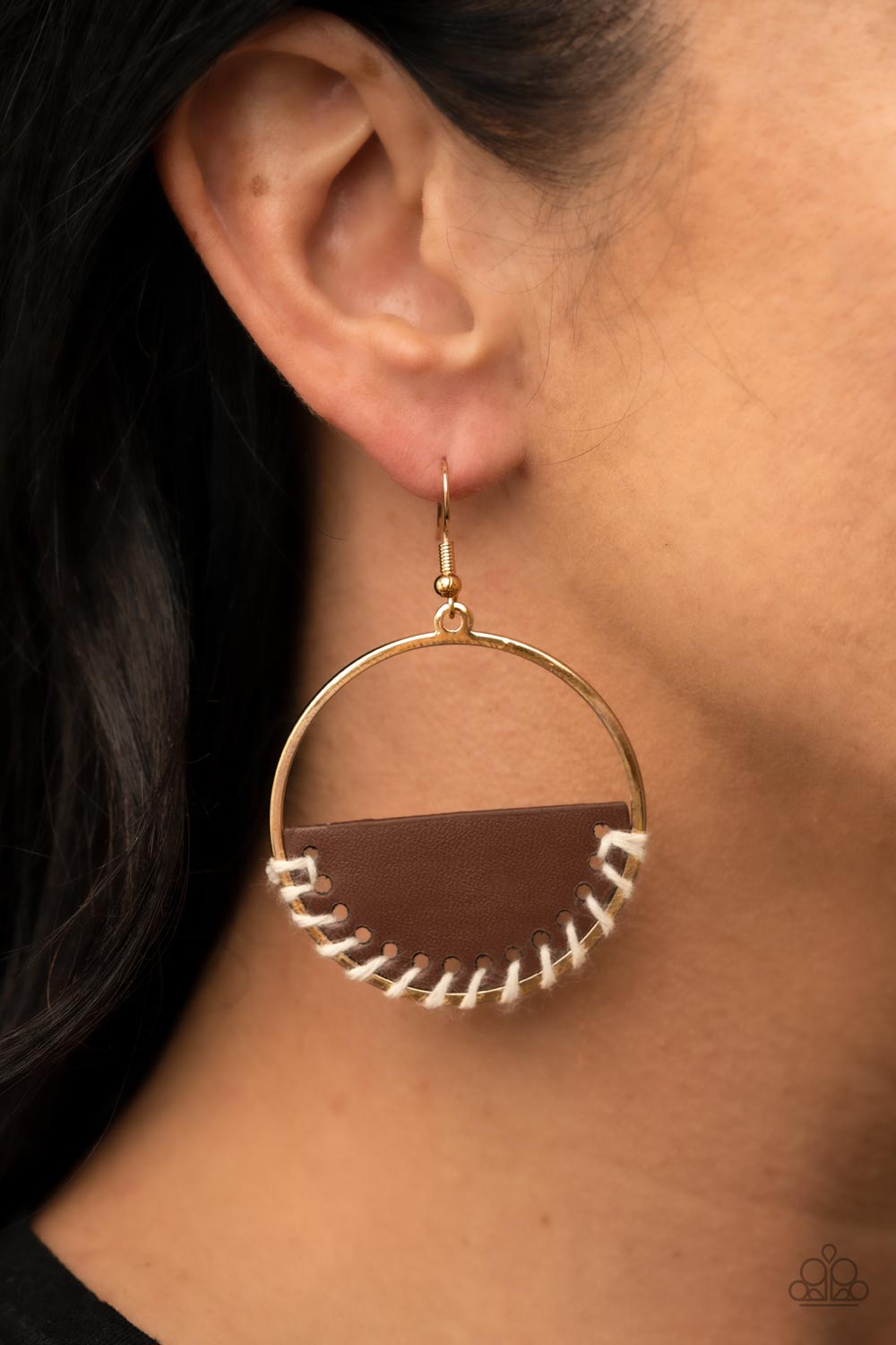 Lavishly Laid Back - Brown and Gold Earrings- Paparazzi Accessories