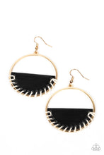 Load image into Gallery viewer, Lavishly Laid Back - Black and Gold Earrings- Paparazzi Accessories