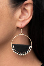 Load image into Gallery viewer, Lavishly Laid Back - Black and Gold Earrings- Paparazzi Accessories