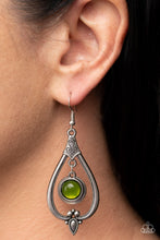 Load image into Gallery viewer, Ethereal Emblem - Green and Silver Earrings- Paparazzi Accessories