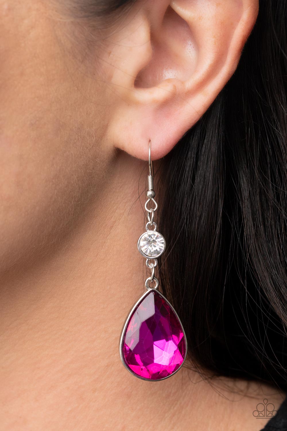 Smile for the Camera - Pink and Silver Earrings- Paparazzi Accessories