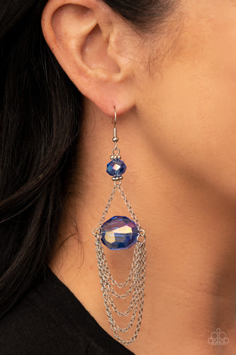 Ethereally Extravagant - Blue and Silver Earrings- Paparazzi Accessories