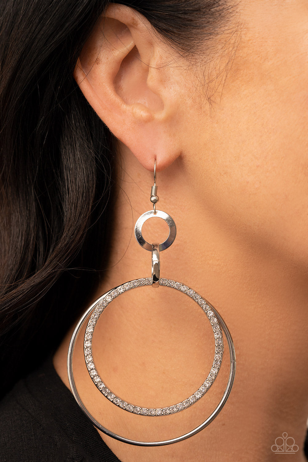 Haute Hysteria - White and Silver Earrings- Paparazzi Accessories