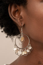 Load image into Gallery viewer, Cabana Charm - White and Silver Earrings- Paparazzi Accessories