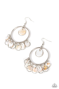 Cabana Charm - White and Silver Earrings- Paparazzi Accessories