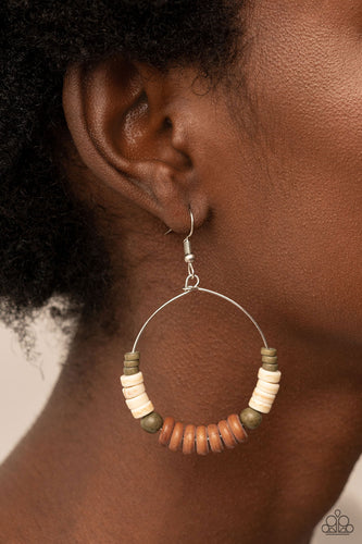 Earthy Esteem - Brown and Silver Earrings- Paparazzi Accessories