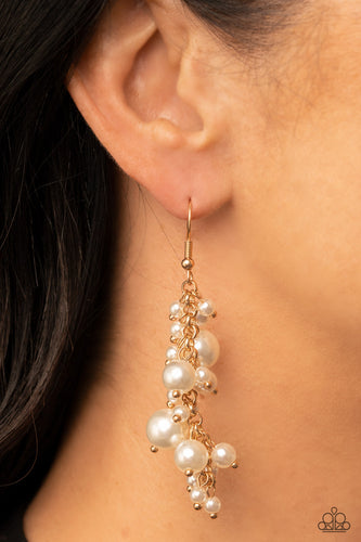 The Rumors are True - White and Gold Earrings- Paparazzi Accessories