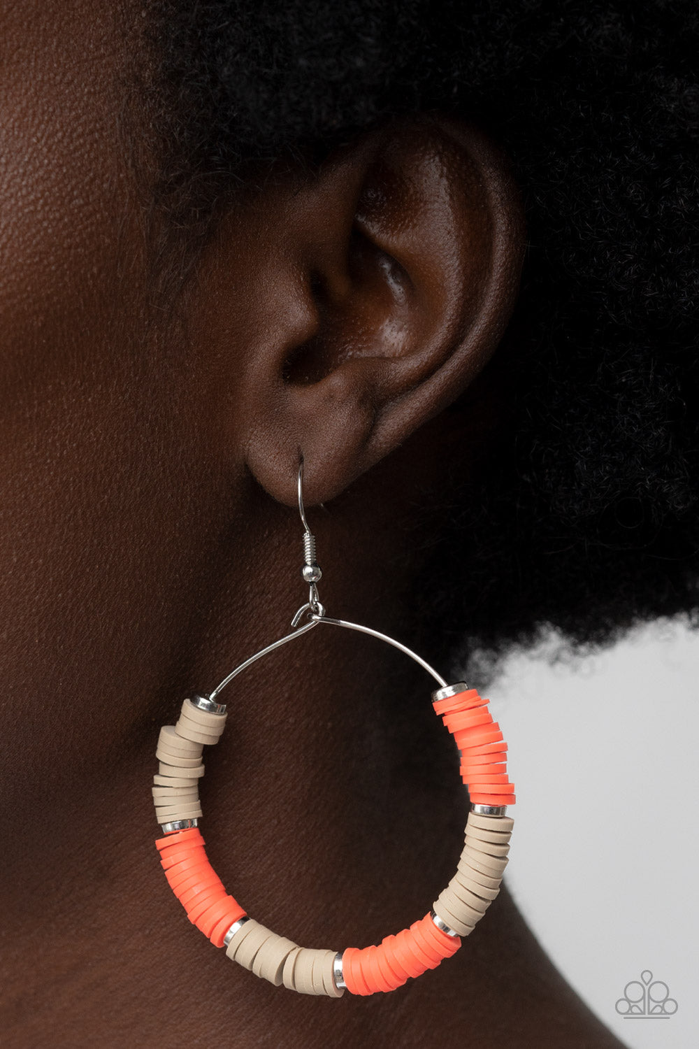 Skillfully Stacked - Orange and Brown Earrings- Paparazzi Accessories