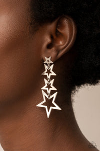 Superstar Crescendo - Silver Earrings- Paparazzi Accessories