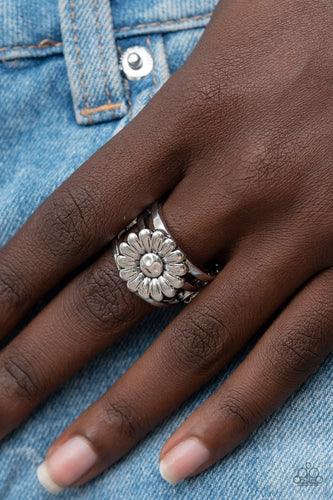 Roadside Daisies - Silver Ring- Paparazzi Accessories